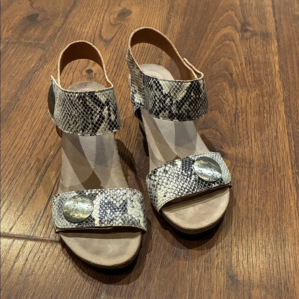 Taos Footwear Snakeskin Sandals with Silver Accents